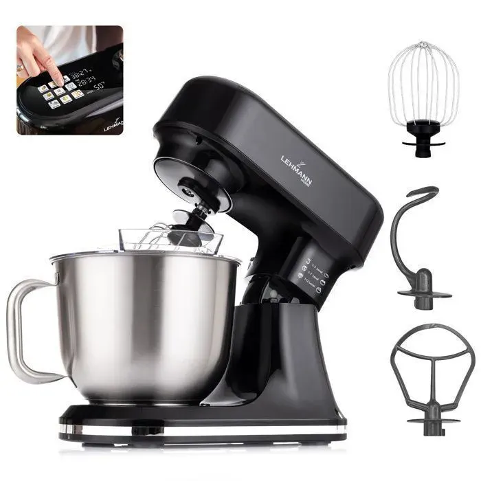 Robot pâtissier multifonction - LEHMANN - Aristo - 1500 W - Bol 5 L - Balance intégrée — coloris Noire