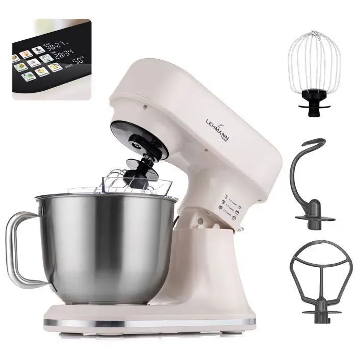 Robot pâtissier multifonction - LEHMANN - Aristo - 1500 W - Bol 5 L - Balance intégrée — coloris Beige