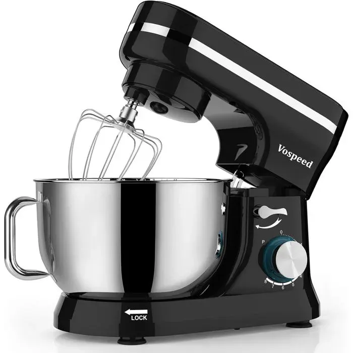 Robot Pâtissier MultifonctionsRobot De Cuisine 1000W 5Qt Avec FouetCrochet PétrisseurFouet À GâteauBol En Acier InoxydablePar