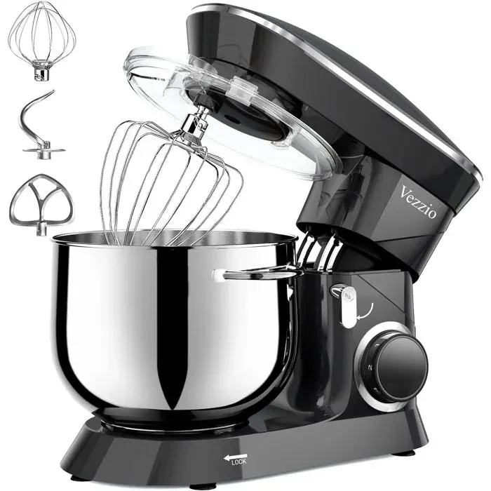 Robot Pâtissier Robot Cuisine Multifonctions 8.5L Robot Pâtissier 6 Vitesses Robot Pétrin Professionnel Faible Bruit Vec Crochet — coloris Noire