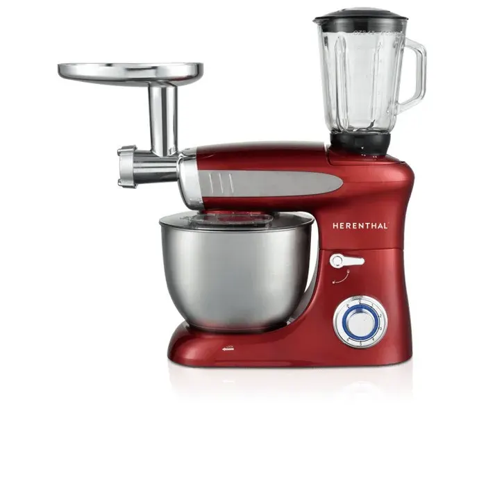 Robot pétrin - HERENTHAL - Modèle avec blender et hachoir - 1900 W - 65 L - Rouge
