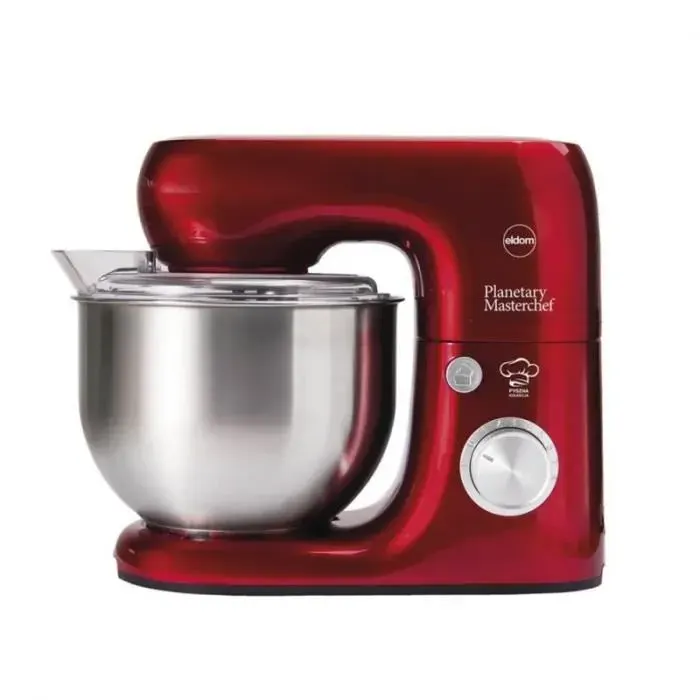 Robot planétaire de cuisine - ELDOM - WRK1200 - Rouge - Bol inox 5 L - Rotation planétaire