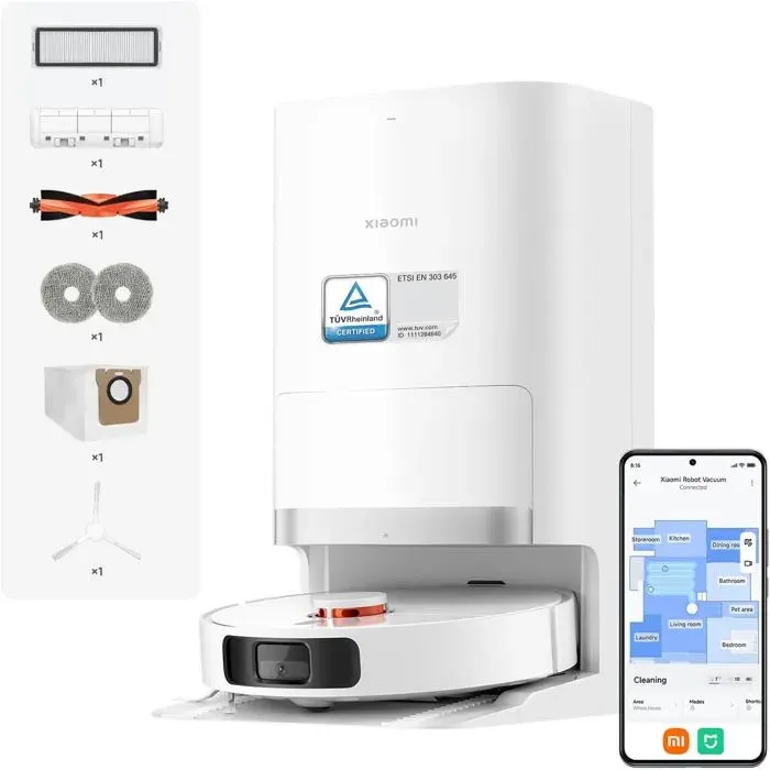 Robot Vacuum X20+Station Tout-En-Un Avec VidageLavage & Séchage AutoAspiration 6000 PaÉvitement D’ObstaclesLdsCommande Vocale