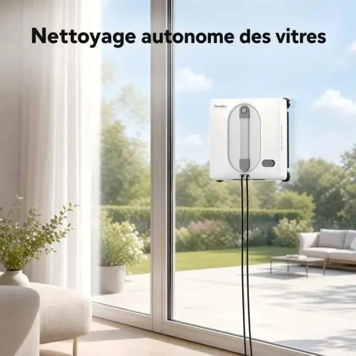 Robot vitre robot laveur automatique 5500 Pa 5 modes de lavage télécommande + application mobile pulvérisateur double — coloris Blanc