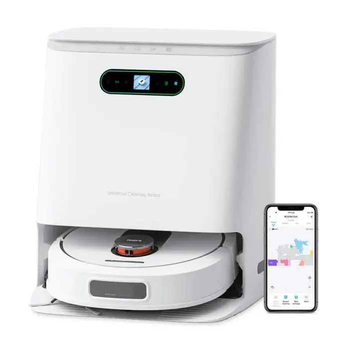 ROIDMI Eva Aspirateur robot Fonction dessuyage 3200Paavec Station dauto-Lavage et dauto-séchageAspirateur intelligent 3-en-1