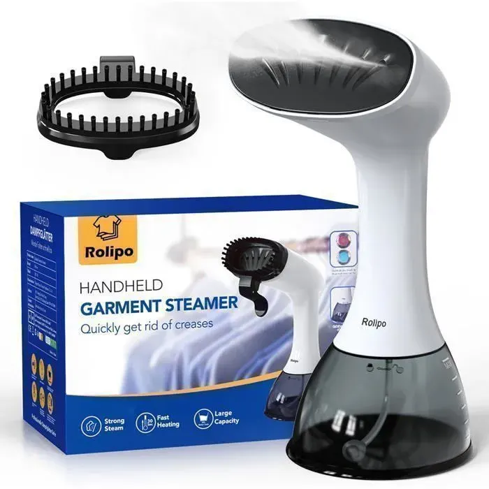Rolipo Défroisseur à main portable Voyage Vapeur Steamer 1640W 400ML Débit vapeur 33g/min