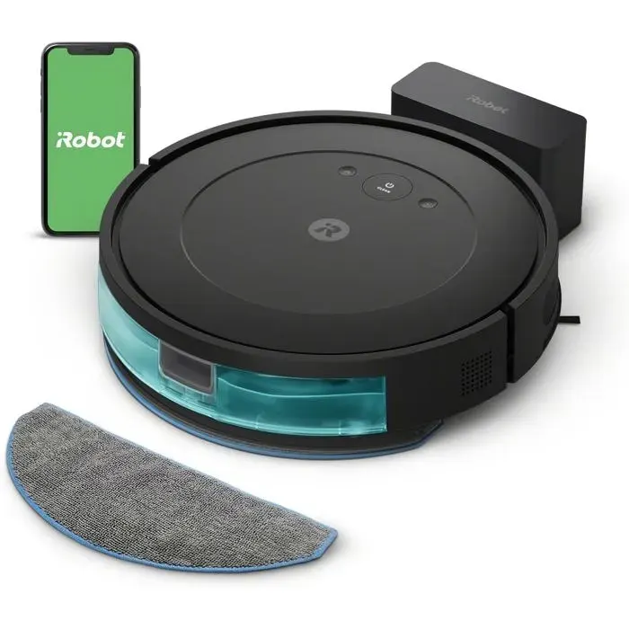 Roomba Combo Essential(Y0110)-Robot Aspirateur Et Laveur Connecté-Efficace Et Puissant-Système De Nettoyage En 4 Étapes-3 Niveaux
