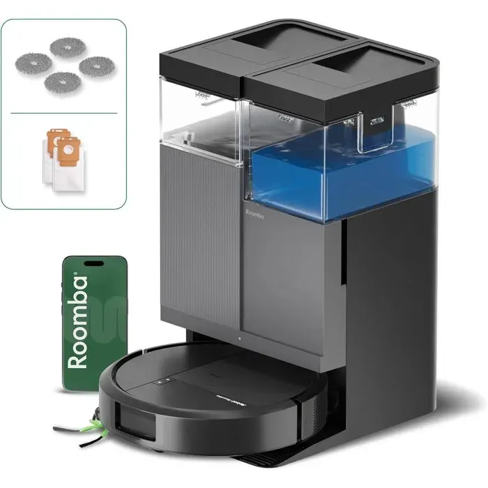Roomba Plus 415 Combo Robot+Autowash-20Kpa-Base Multifonction-Lavage Des Lingettes-Séchage Des Lingettes À LAir Chaud-Lidar Clearv
