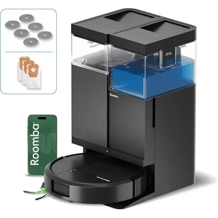 Roomba Plus 516 Combo Robot+Autowash-22Kpa-Base Multifonction-Lavage Des Lingettes À 75°C & Séchage À 45°C-Lidar Clearview-75 Jou