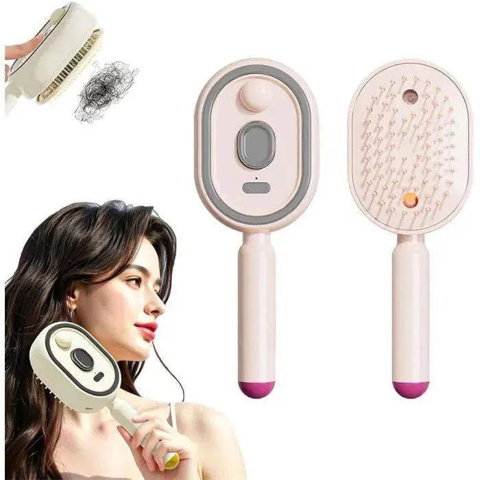 (rose) Brosse à cheveux avec jet deau brosse à cheveux vapeur avec brouillard dhuile essentielle peigne coussin air HBCL