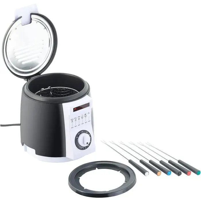Rosenstein & Söhne Mini-friteuse avec service à fondue 09 L compacte 2 en 1 avec 6 fourchettes