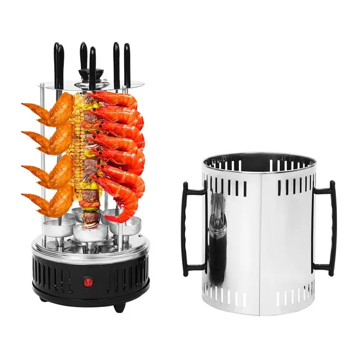 Rôtissoire électrique rôtissoire verticale multifonctionnelle équipée de 6 broches pour préparer du souvlaki et des brochettes