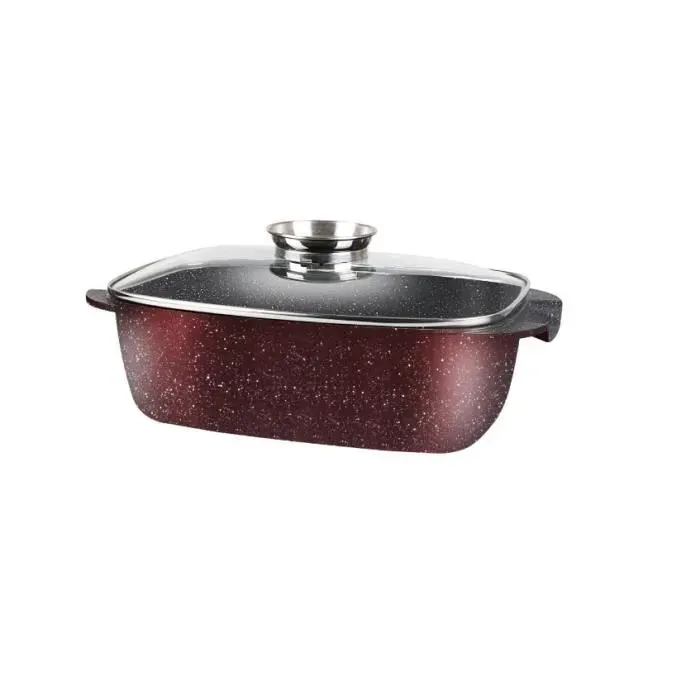 Rôtissoire en pierre - ROYAL SWISS - 35cm - Rouge - Température max 280° - Compatible tous feux