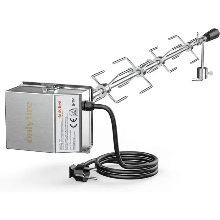 Rôtissoire - LAMPE DU PARFUMEUR - Kit universel 120 cm - Broche hex. 9x9 mm - Moteur 181 kg - Acier chromé
