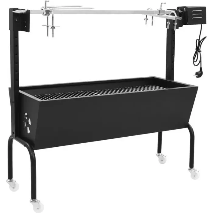 Rôtissoire pour Barbecue - vidaXL - 49326 - Electrique - Acier inoxydable - Hauteur réglable