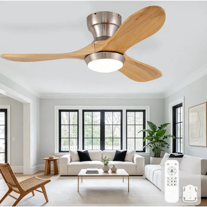ROVRYN Plafonnier ventilateur 36 pouces LED 3CCT dimmable télécommande 6 vitesses réversible bois marron