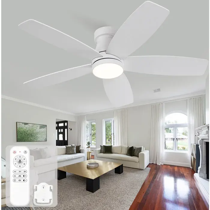 ROVRYN Ventilateur de plafond 42 pouces avec éclairage LED 5 pales réversibles 6 vitesses télécommande