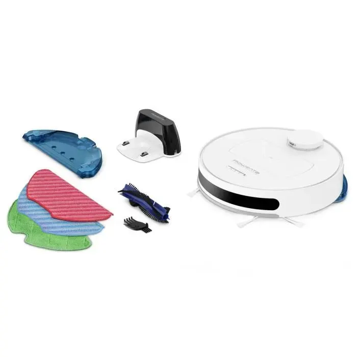 ROWENTA Aspirateur robot laveur Aspire et lave Navigation personnalisée Connecté Kit animal et allergie X-Plorer S75 RR7687WH