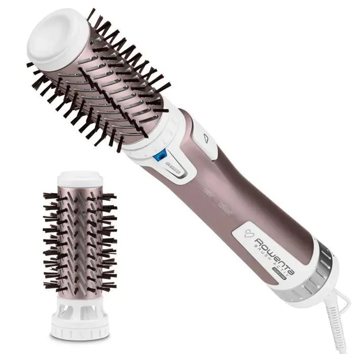 Rowenta Brosse soufflante rotative avec poils naturels 2 brosses avec revêtement pour tous les types de cheveux CF9540F0