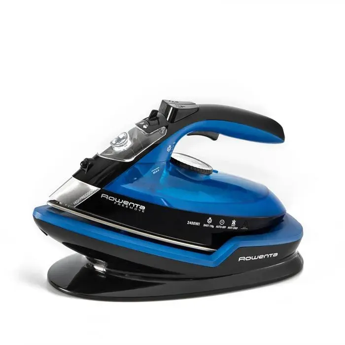 Rowenta Freemove Fer à repasser sans fil noir & bleu 2400 W débit de vapeur continu de 27 g/min pression de vapeur de 115 g/min