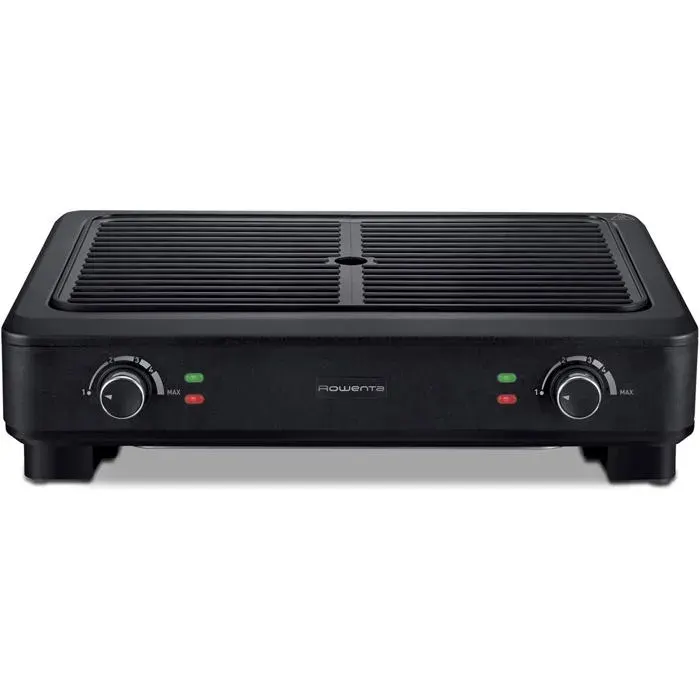 Rowenta - KG900812 - Grille de cuisson sans fumee - 70% moins dodeurs - 2 zones de cuisson independantes - 2 000 W - Noir