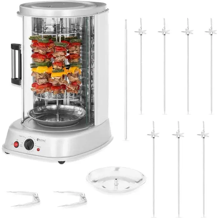 Royal Catering Rôtissoire Verticale RCGV-1800-1 1800 W 160 °C 31 l 3-en-1 pour Cuisine Professionnelle
