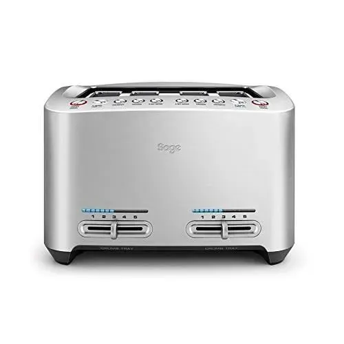 Sage Le Smart Toast — Grille‑pain 4 tranches 1900W gris/argent 5 niveaux dégivrage
