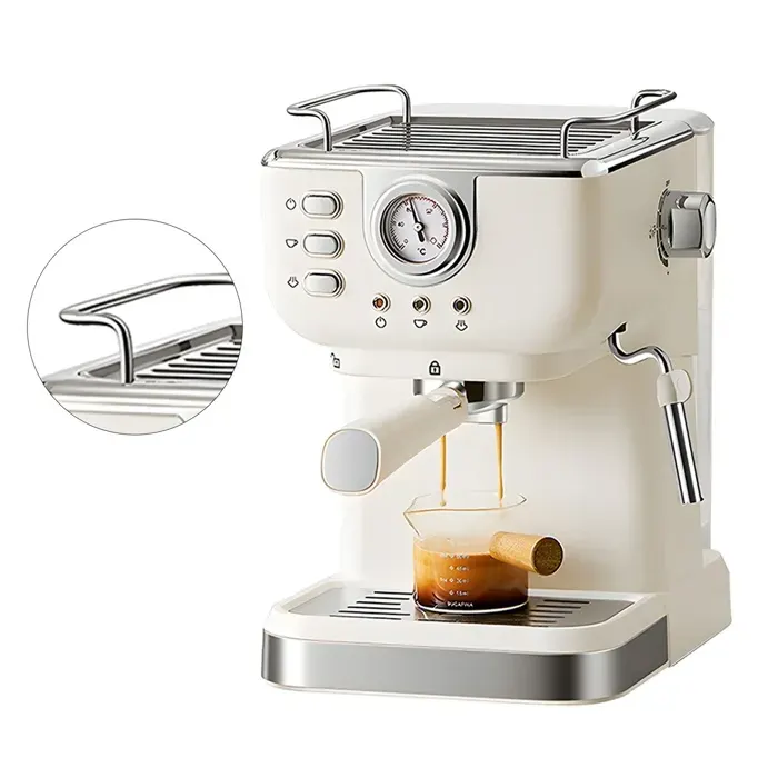 SALUTUYA machine à expresso Cafetière 1050W 15l grande capacité Semi-automatique electromenager cafetiere Prise UE beige