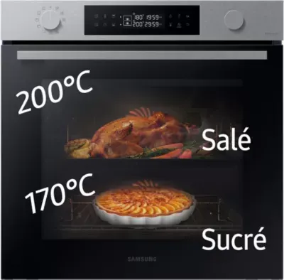 Samsung - Four Encastrable Nv7b44503as - Pyrolyse - Double Cavité - Chaleur Pulsée - Porte Froide - Série 4