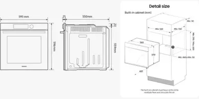 Samsung - Four Encastrable Nv7b4450vcb - Double Cavité - Pyrolyse - Chaleur Pulsée - Porte Froide — vue 6