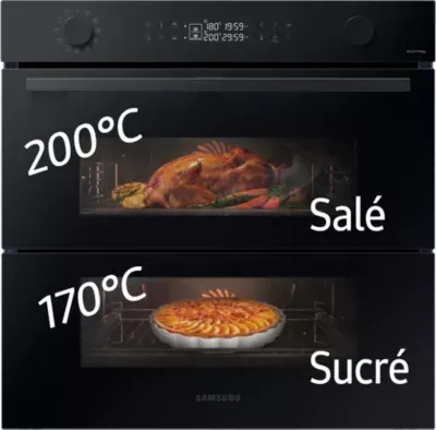 Samsung - Four Encastrable Nv7b4550uab - Pyrolyse - Double Cavité - Porte Froide - Rails Télescopiques - Série 4