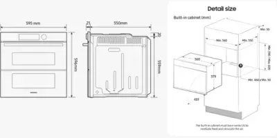 Samsung - Four Encastrable Nv7b6799aak - Double Cavité - Pyrolyse - Vapeur - Porte Froide - Rails Télescopiques — vue 8