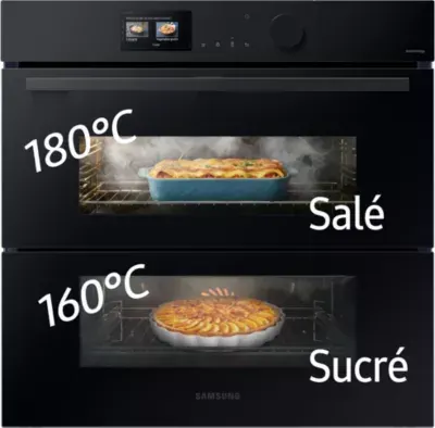 Samsung - Four Encastrable Nv7b6799aak - Double Cavité - Pyrolyse - Vapeur - Porte Froide - Rails Télescopiques