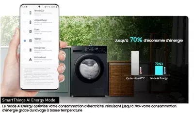 Samsung - Lave Linge Hublot Ww90cgc04dab - 9 Kg - 1400 Tr/Min - Classe A - Moteur Induction - Connecté Wifi - Noir — vue 9