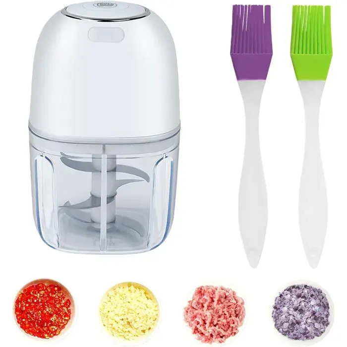 Sans Fil Rechargeable Hachoir Électrique 350 mlPresse-ailMini Robot de Cuisine Pour Couper Les FruitslailLes LégumesBlanc