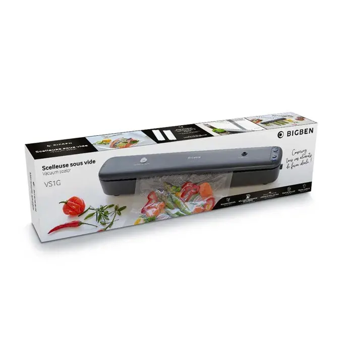 Scelleuse sous vide automatique - BIGBEN - VS1G - 55 KPa - Tuyau + 2 rouleaux 22 cm x 3 m - Scellage 7–10 s