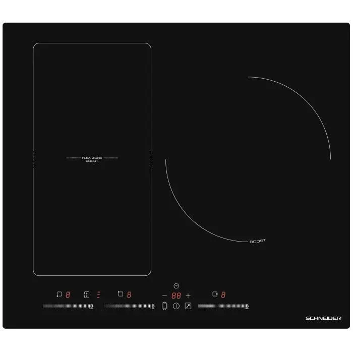 SCHNEIDER - SCTI6031N51 - Plaque de cuisson induction - 7400W - 3 zones - 1 zone flex - Touches sensitives - Maintien au chaud