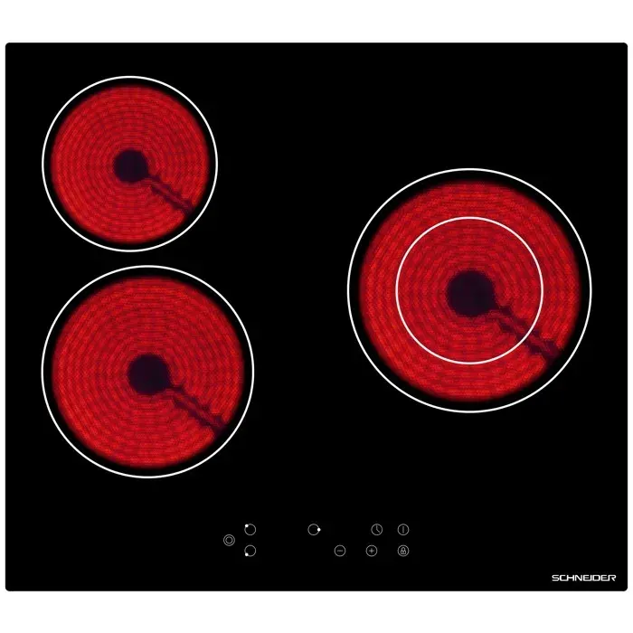 Schneider SCTV603S - Table vitrocéramique 3 feux Noir