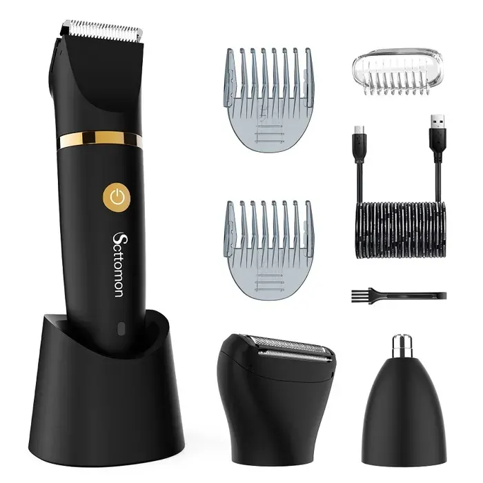 SCTTOMON Tondeuse Cheveux 3 en 1 Homme Étanche – Rasoir Corps Trimmer Nez Rasoir Zones Intimes Électrique