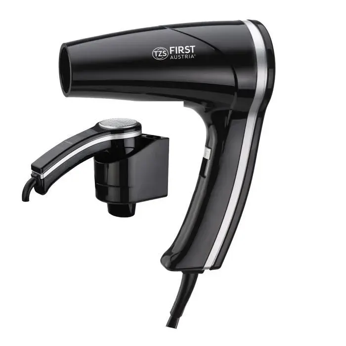 Sèche-cheveux 1200W support mural sèche-cheveux dhôtel sèche-cheveux mural coiffage doux 2 réglages de chaleur [noir]