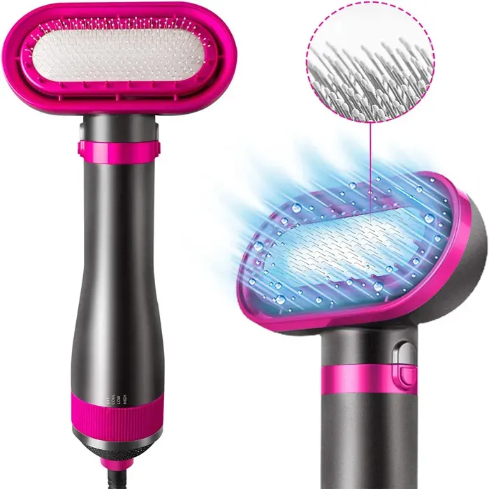 Sèche-cheveux 2 en 1 - OKUMGGYJ - Brosse de soufflage - 280w - Pour chiens et chats - Couleur rose