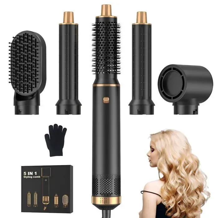 Seche Cheveux 5 en 1 NAPASA Brosse Chauffante Brushing et Boucleur a AirBrosse Lissante ChauffanteThermal BrushBrosse Coiffante