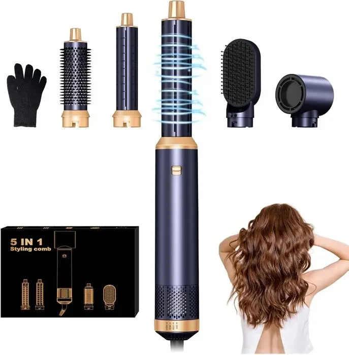 Sèche-Cheveux 5 En 1 - WEISS CANNON - Air Styler - 1000W - Brosse Soufflante - Boucleur 30mm