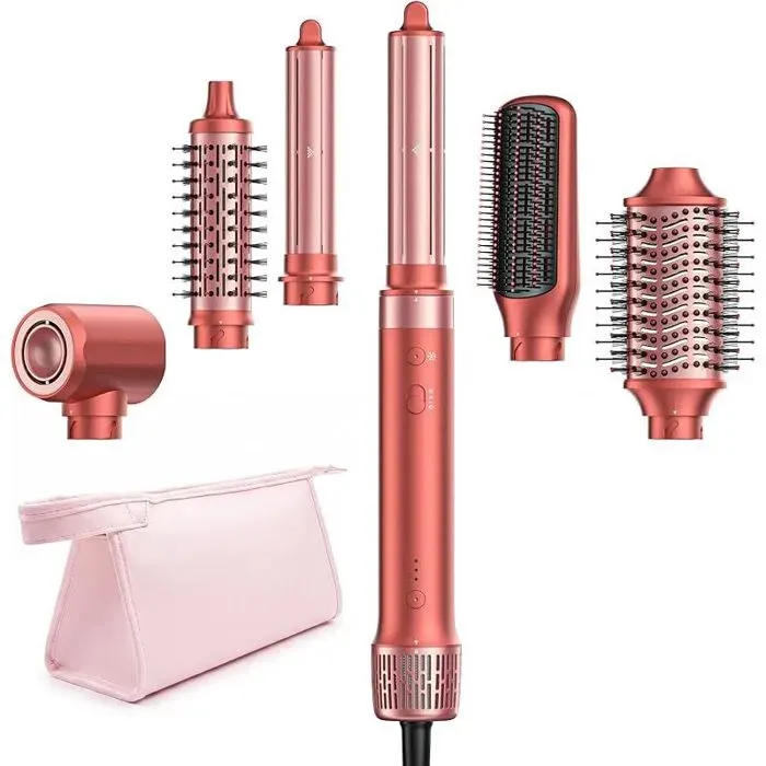 Sèche Cheveux 6 en 1 Brosse Soufflante avec Séchage Rapide Boucleur Automatique Sans Dommages Causés Soin Ionique