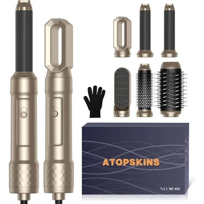 Sèche Cheveux 6 en 1 - ETHNICS ORIGINS - 1000W - Boucleur - Brosse Lissante - Soins Ioniques