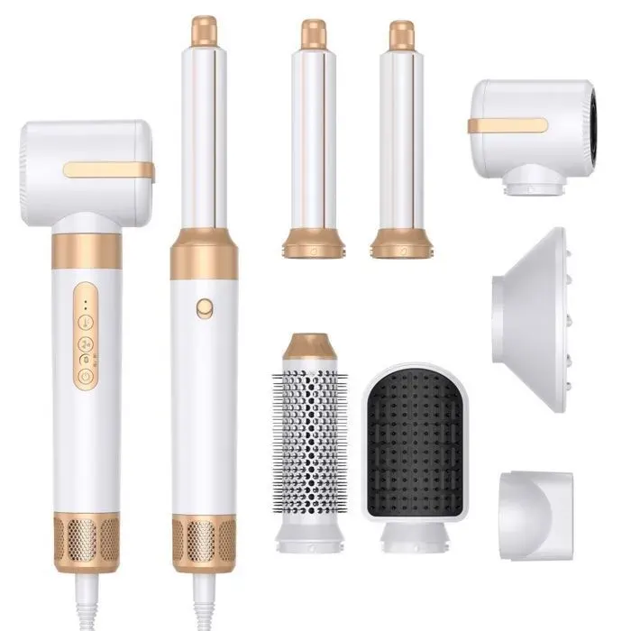 Sèche-Cheveux 7 en 1 - Hair Dryer - Haute Vitesse - Ions Négatifs - Brosse Soufflante - Air Boucleur
