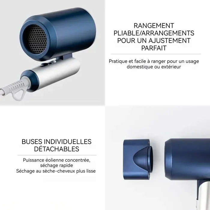 Seche cheveux - Aueq - professionnel ionique 600w 220v pliable support a seche-cheveux 3 modes de température seche cheveux profes