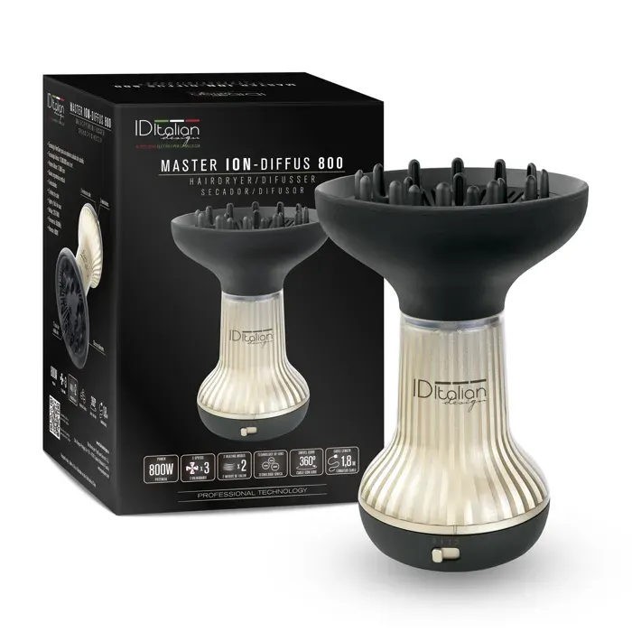 Sèche-cheveux avec diffuseur dair chaud intégré- Difus 800 - Italian Design - Pour cheveux bouclés