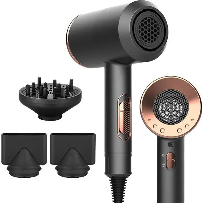 Sèche-cheveux avec diffuseur et concentrateur 3 niveaux Noir