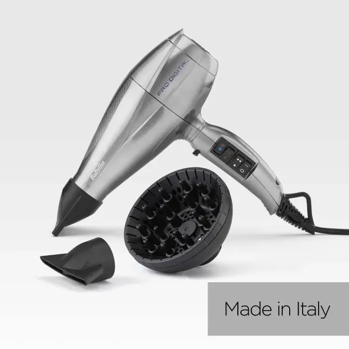 Sèche-cheveux - BaByliss - 6000E Pro Digital 2200 - Technologie Ionique et Céramique - Fabriqué en Italie